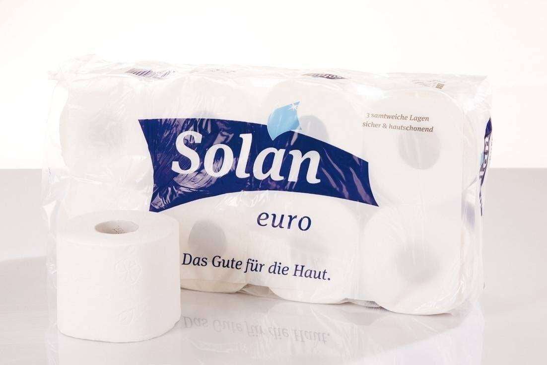 Toilettenpapier SOLAN EURO 250 Blatt 3 - lagig hochweiss - Medasi.shop -