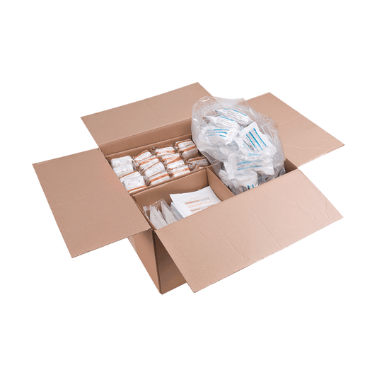 Übungsset EH für Rettungsdienste Sammelbox mit 400 Erste-Hilfe-Artikeln wie Verbandpäckchen, Kompressen und elastischen Pflastern.