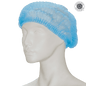 Blaue Klipphaube Vlies-Haube efficient im Polybeutel aus atmungsaktivem Vliesstoff. Perfekt für den Einsatz in Klinik, Pflege und Industrie.