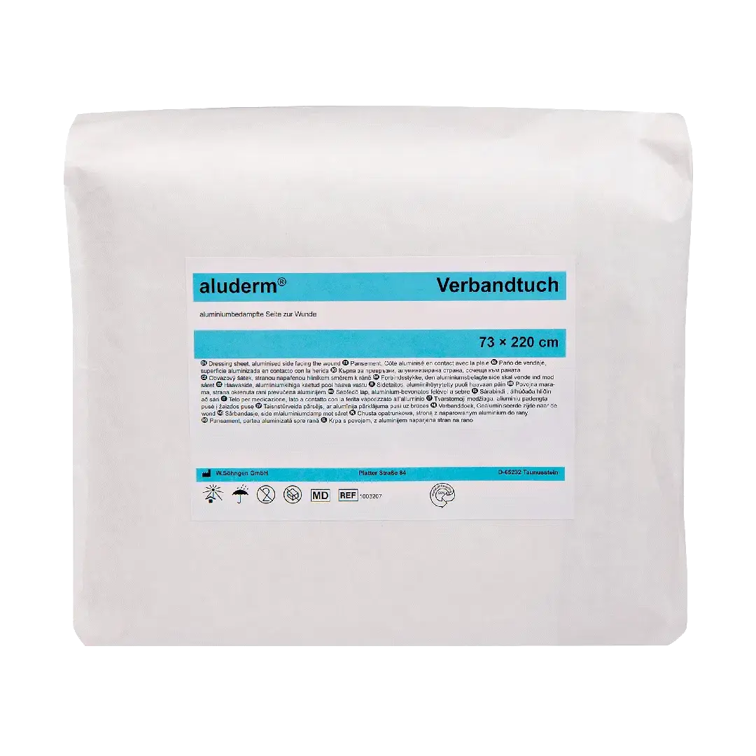 aluderm® Verbandtuch 73 x 220 cm, besonders großes Erste Hilfe Verbandtuch für professionelle Wundbehandlung und Notfallversorgung.