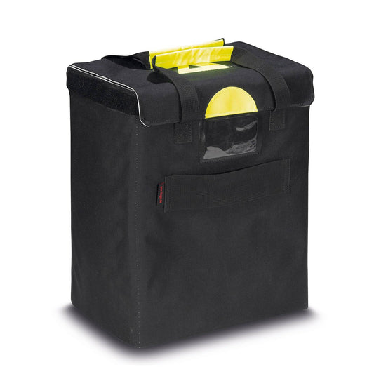 Helmtasche PAX in Schwarz mit gelbem Griff, gepolstert für optimalen Schutz von Helm und Visier, passend für PAX Bekleidungstasche L und XL.