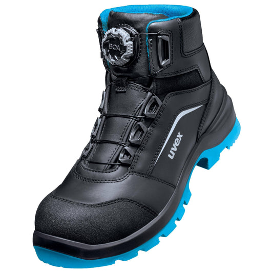 Uvex 2 xenova® BOA® Sicherheitsschuh S3L Stiefel in Blau mit BOA®-Verschluss und metallfreiem Design für optimalen Arbeitsschutz.