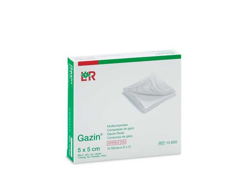 Kompakte Box mit Gazin Mullkompresse steril 5 x 5 cm, geeignet für präzise Wundversorgung im medizinischen Einsatz.