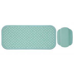 Badewannenmatte & Nackenpolster im Set 76x34cm in Mint-Grün. Rutschfeste Badematte mit Saugnäpfen für sicheren Halt in der Badewanne.