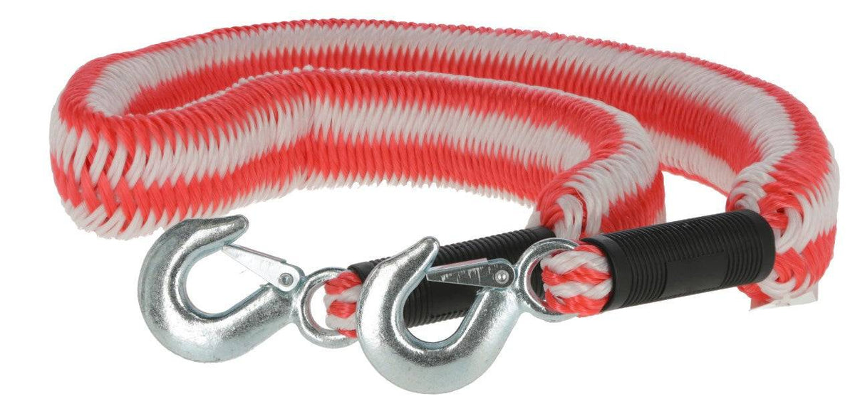 Elastisches Abschleppseil bis 3500 kg mit stabilen Metallhaken – perfekte Lösung für sicheres Abschleppen von PKWs bei Pannen.