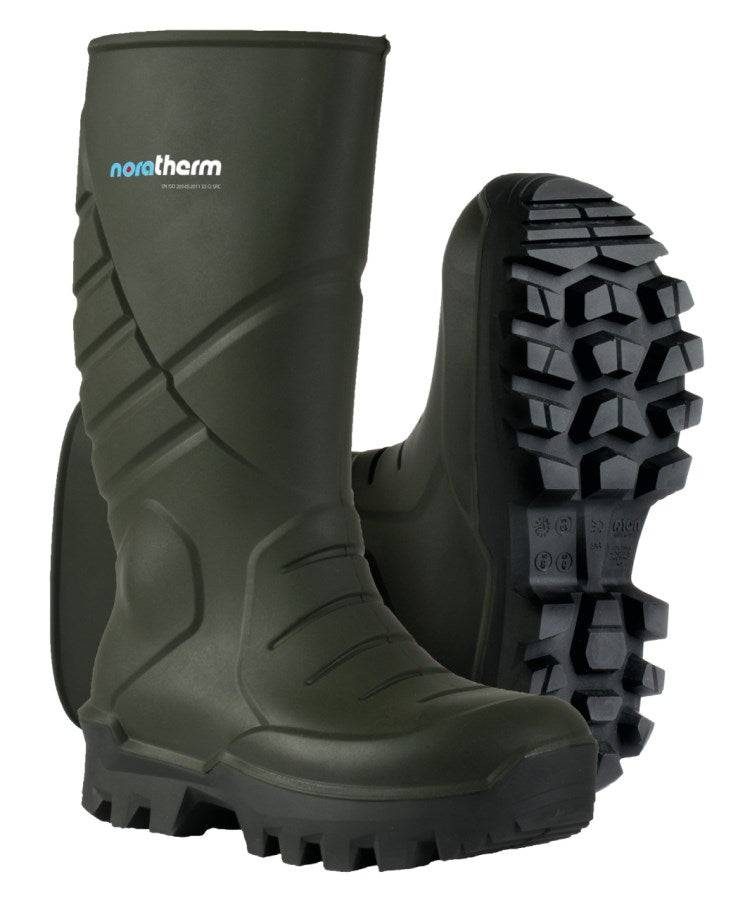 NORATHERM Thermo-Sicherheitsstiefel S5 mit Stahlkappe und Profilsohle, kälteisolierend bis -50 °C, grün, ideal für extreme Bedingungen