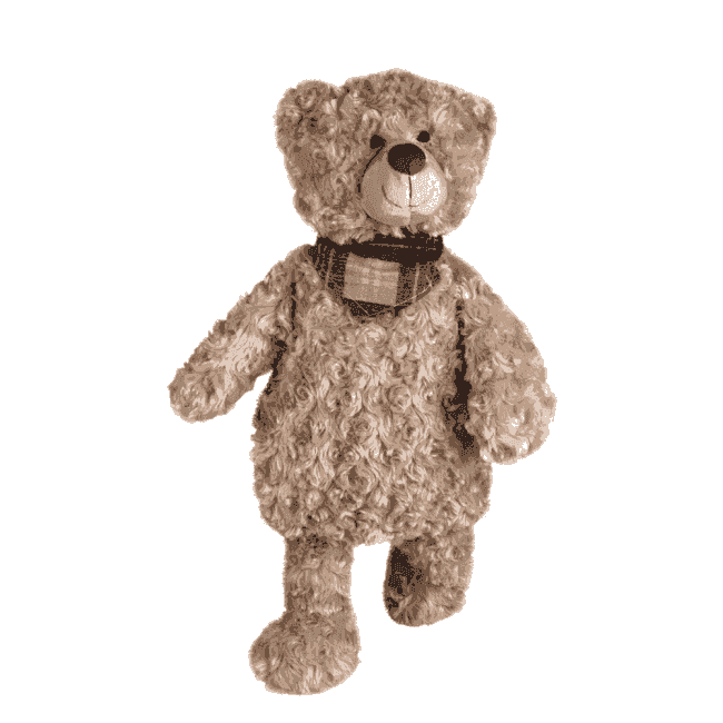 Wärmflasche 0,8 Liter als Plüschtier Teddybär mit Schal – weiches Kuscheltier für wohltuende Wärme und Geborgenheit.