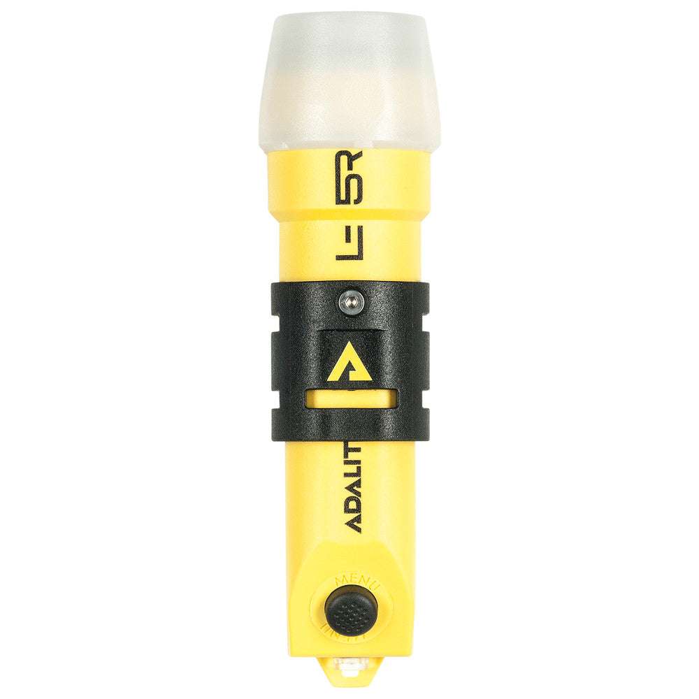 Helmlampe Adalit L-5R Plus mit schwarzer Halterung, leistungsstarke LED-Technik für Helme im Arbeits- und Sicherheitsumfeld.