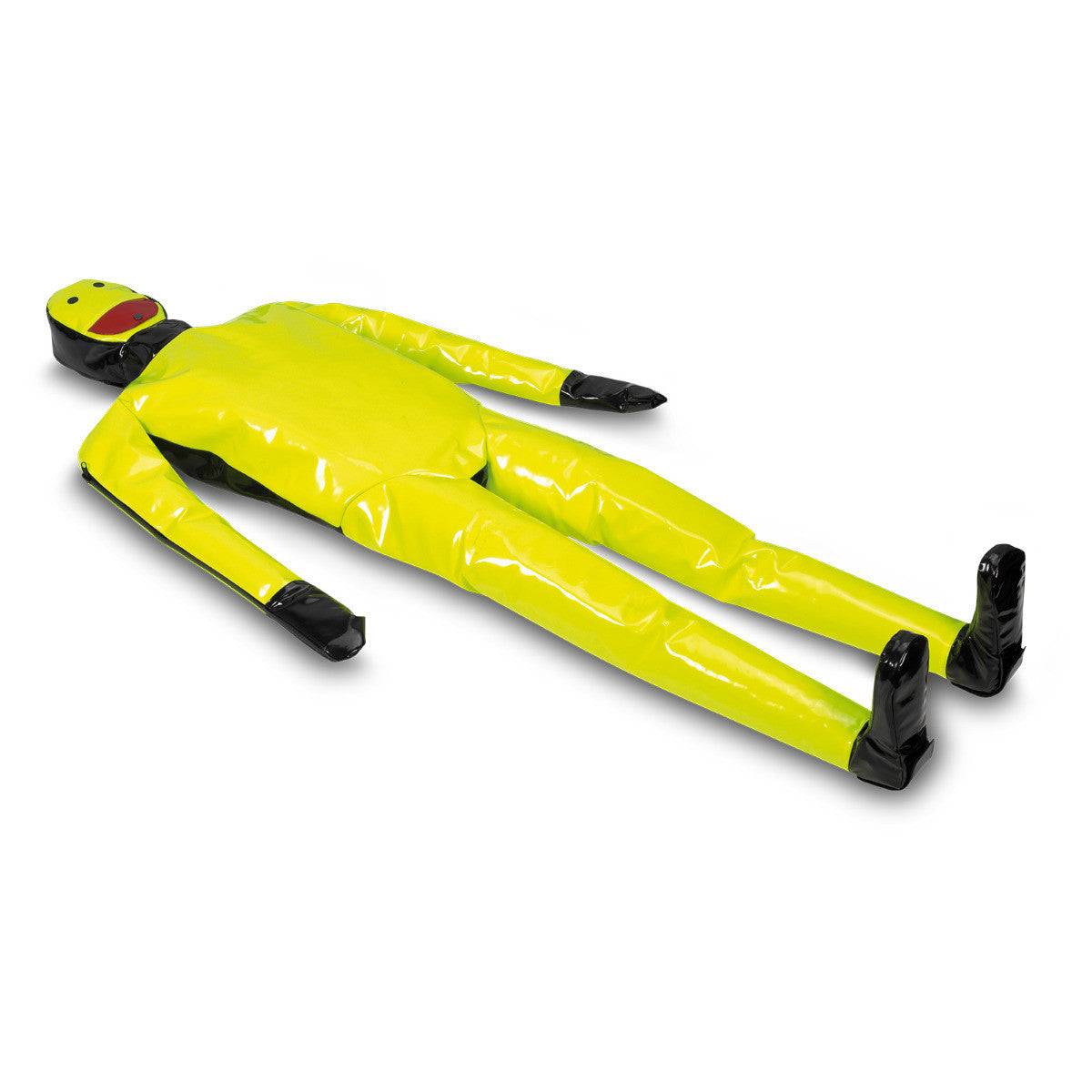PAX Erste-Hilfe-Übungspuppe in Rückenlage, 30 kg, leuchtend gelb-schwarz, entwickelt für realitätsnahe medizinische Trainingsszenarien.