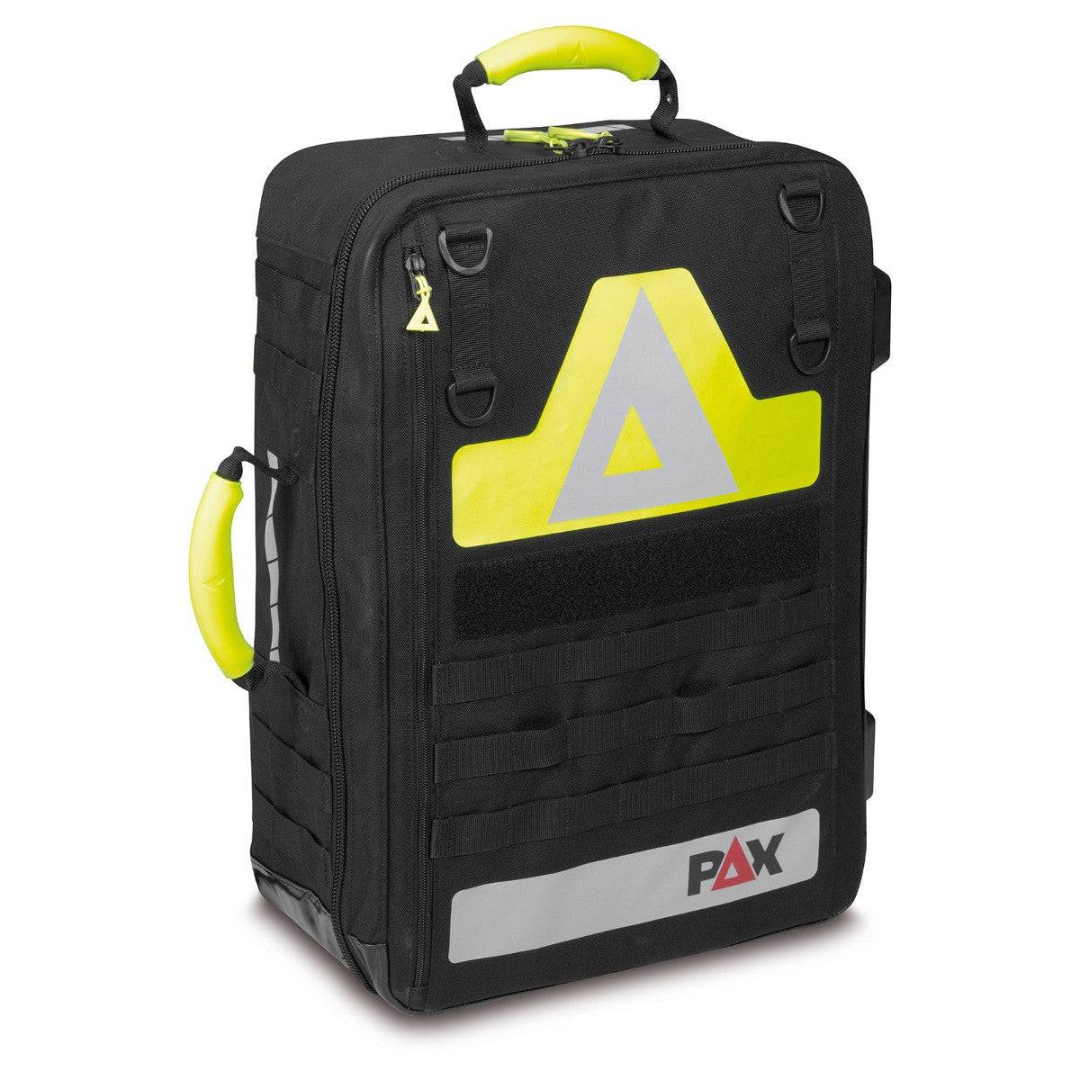 PAX Universal Materialrucksack mit MOLLE-Schlaufen und auffälligen Signalfarben für professionelle Einsatzkräfte.