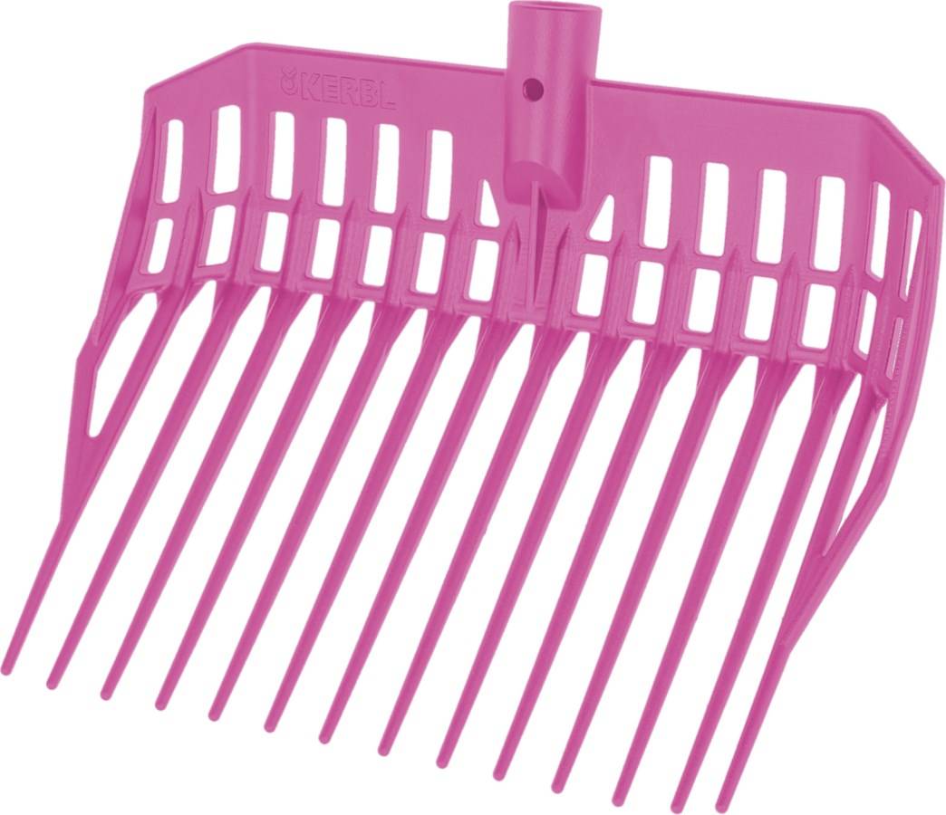 Dunggabel EcoFork Mini ohne Stiel in Pink, perfekt für Kinder. Robuste Kunststoffgabel für effizientes Ausmisten und Gartenarbeiten.