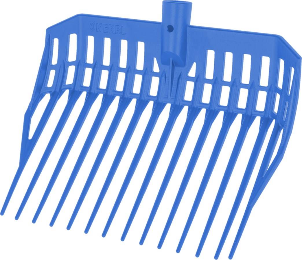 Dunggabel EcoFork Mini ohne Stiel in Blau, ideal für Kinder. Robuste Kunststoffgabel für effizientes Ausmisten im Stall oder Garten.
