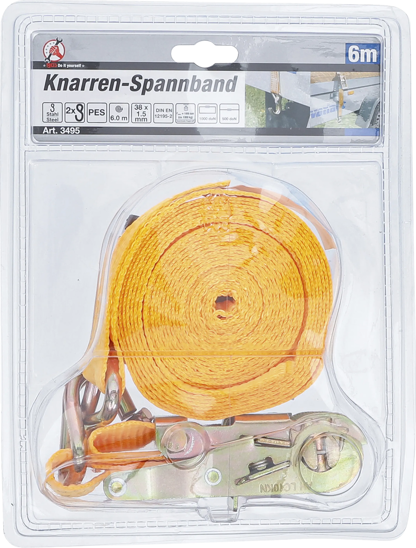Knarren-Spannband / Zurrgurt 6 m x 38 mm