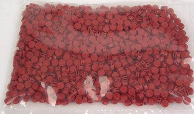 Rote Kunststoffplomben 1000 Stück im Beutel, günstiges Prüfzubehör für sichere Verpackung und eindeutige Identifikation im Versand.