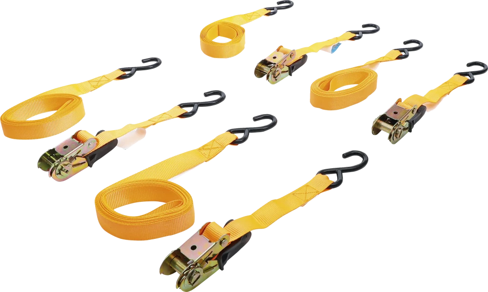 Knarren-Spannband-Satz mit schweren Haken 5 m x 25 mm  4-tlg.