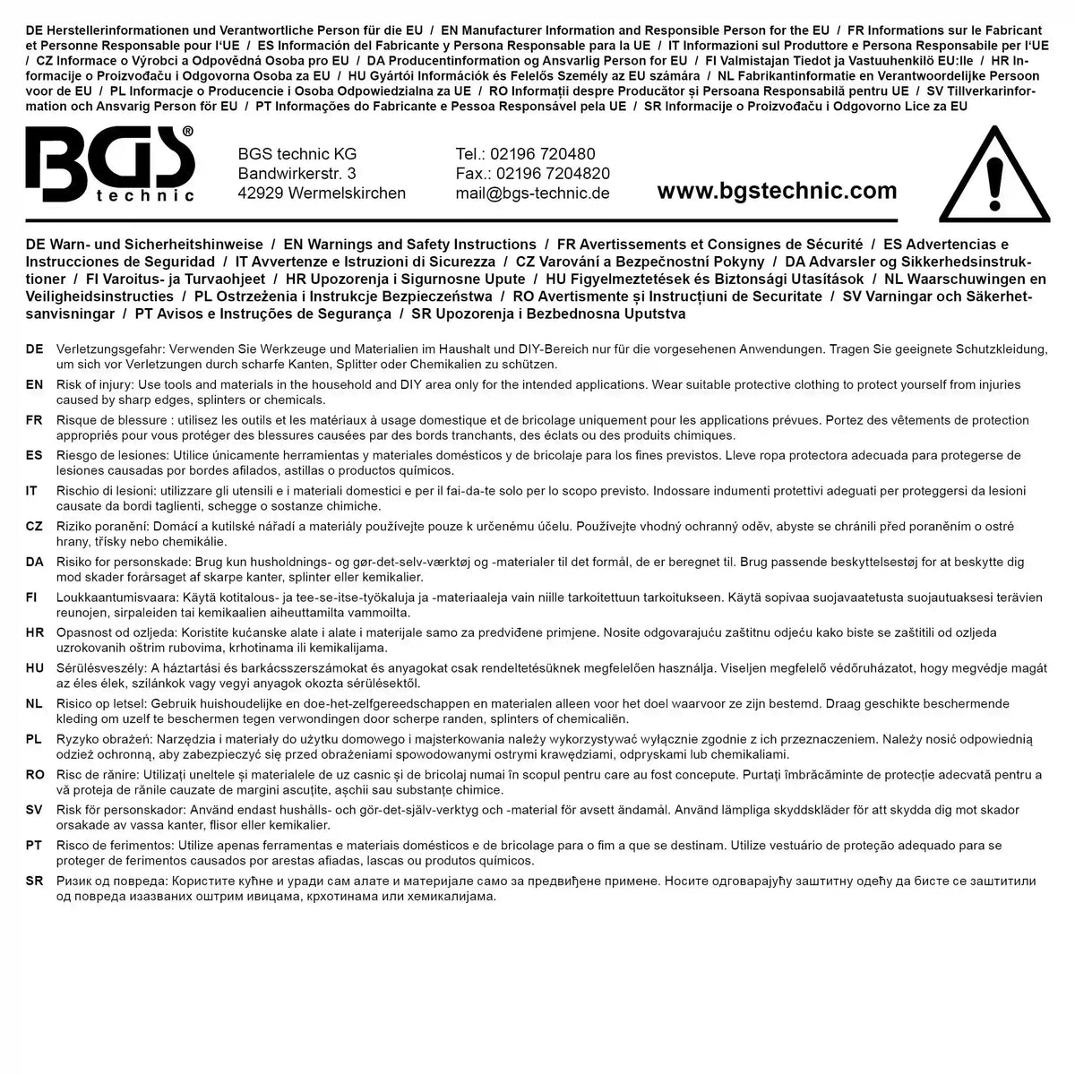 Etikett mit Sicherheitshinweisen und Herstellerinformationen für Heizlüfter elektrisch 3 kW. Wichtig für sicheren Betrieb im Haushalt oder Gewerbe.
