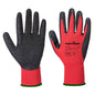 Flex Grip Latex Handschuh A174 - Portwest Rot/Schwarz mit schwarzer Latexbeschichtung und rotem Handrücken für optimalen Arbeitsschutz.