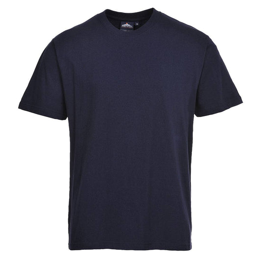 T-Shirt Turin Premium B195 Portwest in Dunkelblau aus 100 % Baumwolle (195 g/m²), ideal für Arbeitskleidung im täglichen Einsatz.