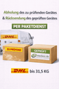 STK Defibtech - Prüfung & Rückversand von Defibrillatoren per DHL mit gekennzeichneten Paketen für zu prüfende und geprüfte Geräte.