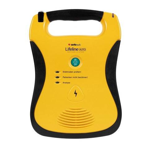 Defibtech Lifeline SG AUTO AED – Sicher und Effizient, gelber automatischer Defibrillator mit klarer Benutzerführung für medizinische Notfälle.