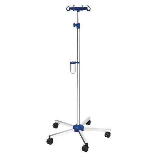 Servocomfort Infusionsständer Economy mit stabilem 5-Fuß-Gestell, 4 Haken und Rollen für flexible Nutzung in Kliniken und Praxen.