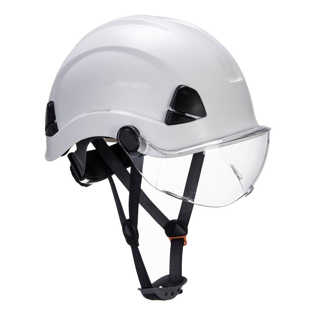 Portwest Schutzhelm - PA03 Schutzhelme Visier in Weiß mit klarem Visier, ideal für Arbeiten in großer Höhe und kompatibel mit Brillen.