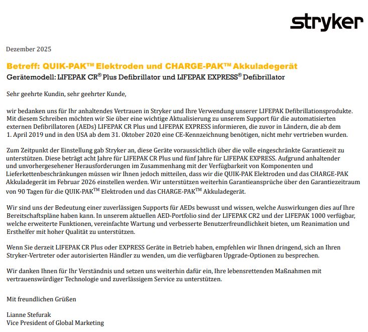 Physio-Control CR Express/Plus Austauschset L