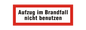 Brandschutzschild Aufzug im Brandfall nicht benutzen