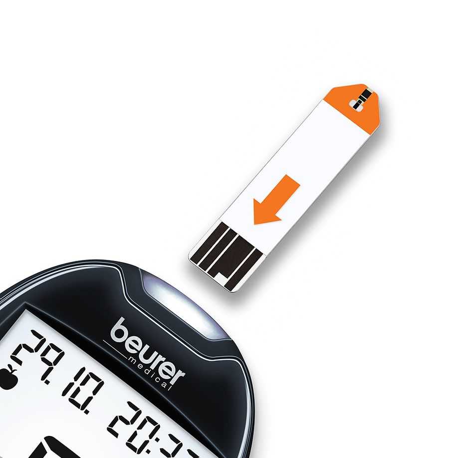 Blutzuckermessgerät GL 44 Black mg/dL kaufen – Detailansicht mit Teststreifen für einfache und zuverlässige Blutzuckermessung im Alltag.