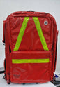 WaterStop PROFI Notfallrucksack in Rot mit gelben Reflektorstreifen, ideal für Notfalleinsätze im Gesundheitsbereich.