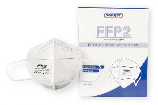 FFP2 Atemschutzmaske 5-lagig ohne Ventil – 50 Stück, CE-zertifiziert mit Verpackung, ideal für Alltag, Medizin und Industrie.