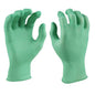 Grüne Latex Einmalhandschuhe Aloe Vera mit gerauter Oberfläche, ideal für sicheren Halt und Pflege in Arbeitsumgebungen.