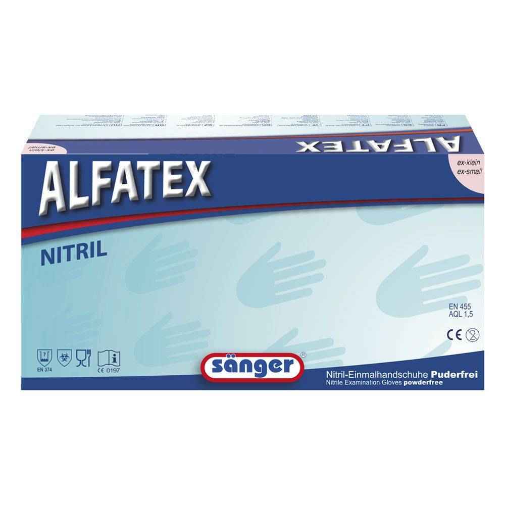 Einmalhandschuhe Nitril blau: Robust und sicher, für medizinische Anwendungen zertifiziert. 100 Stück im Dispenser. Länge 24cm, AQL 1,5.