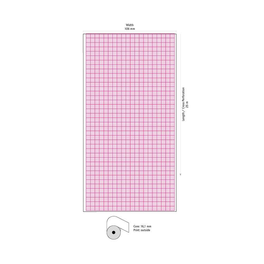 EKG Papier Original für Corpuls C3 kaufen – 106 mm breit, 22 m lang, mit feinem Rasterdruck auf Thermopapier für präzise EKG-Ausdrucke im Klinikalltag.