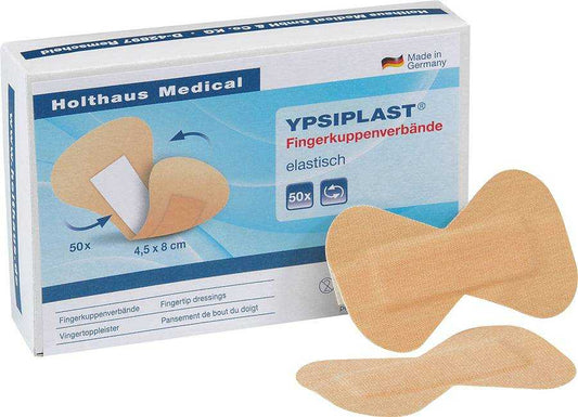 YPSIPLAST® elastisch Verband - Fingerverband in Schmetterlingsform, 50 Stück Packung für starke Beanspruchung mit Zinkoxid-Kleber.