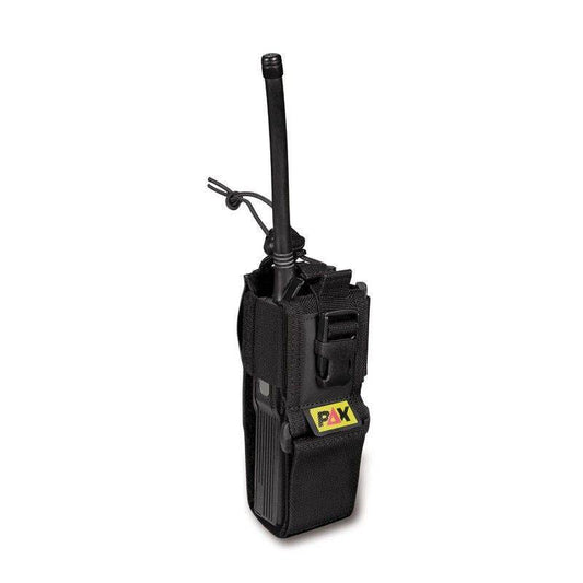 Funkgeräteholster PAX Universal in Schwarz mit verstellbarem Gurt und Klettverschluss, ideal für Outdoor-Aktivitäten und Angelausflüge. Robustes Holster für sicheren Transport von Funkgeräten im Bereich Angelsport-Zubehör.