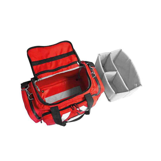 Notfalltasche ''WasserStopp'' ratiomed klein rot leer mit herausnehmbarem Innenfach für Erste-Hilfe-Ausrüstung im Gesundheitsbereich.
