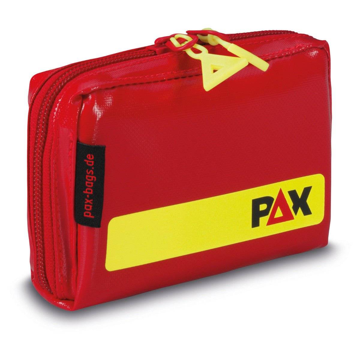 Pro Series-Ampullarium BTM 5 PAX in Rot mit gelbem Reißverschluss, kompakt und robust für medizinische Ampullenaufbewahrung.