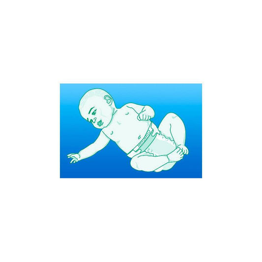 Illustration eines Babys mit der Babywindel RIBOPAMP® in Bewegung. Die hautfreundliche Einwegwindel bietet hohen Tragekomfort und Saugfähigkeit.