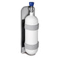 Sauerstoffflaschenhalterung PAX für Rucksäcke mit zwei grauen Klettbändern zur sicheren Fixierung einer 0,8-Liter Flasche. Ideal für Notfallrucksäcke.