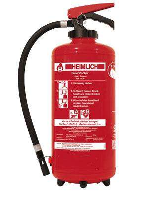 Heimlich S 9 HeK-4 Schaum-Aufladefeuerlöscher mit 9L Inhalt, fluorfrei, für Brandklassen AB. Robuster Stahlbehälter mit CE-Kennzeichnung.