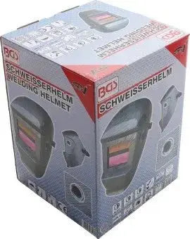 Automatisch verdunkelnder Schweißerhelm BGS 3516 im Carbonlook – für alle Schweißverfahren. Mit großem Sichtfeld & Solarzellen. Jetzt bei Medasi.shop entdecken!