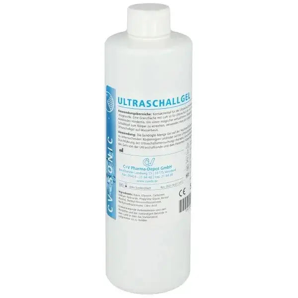 CV-Sonic Ultraschallgel 500ml für präzise Ultraschall-Diagnostik, geeignet für Therapieanwendungen, erhältlich bei Medasi.shop.