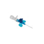 Vasofix Safety Braunüle in Blau mit Port und Schutzclip für sichere Injektionen. Ideal für medizinische Anwendungen im Klinikbereich.