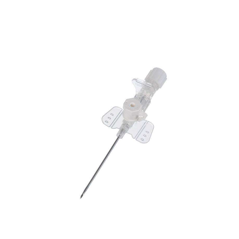 Weiße Vasofix Safety Braunüle mit Safety-Clip und Zuspritzport. Allergiefreie Materialien für empfindliche Patienten geeignet.