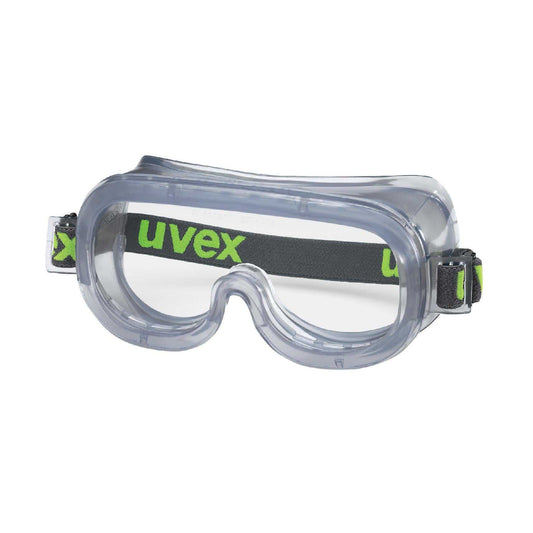 Vollsichtbrille uvex 9305 mit beschlagfreier Beschichtung und Belüftung, ideal als Schutzbrille über Korrektionsbrillen tragbar.