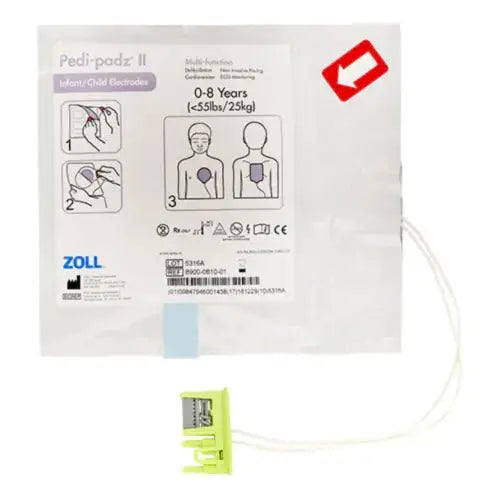 Zoll Pedi Padz Kinderelektroden kompatibel mit Zoll AED Plus und Pro, geeignet für Kinder unter 25 kg, Haltbarkeit 1 Jahr.